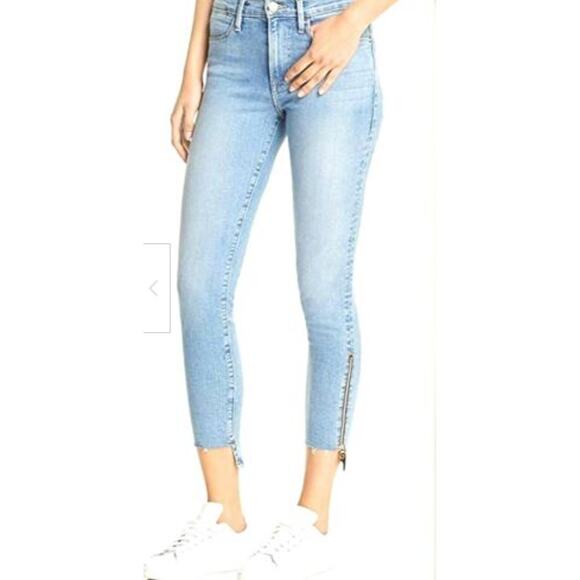Frame Denim SZ 26 Le High Skinny Staggered Raw Hem Zipper Ankle - Picture 1 of 7